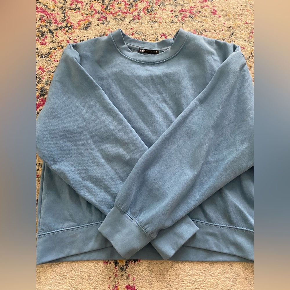 Zara blue cropped crew neck